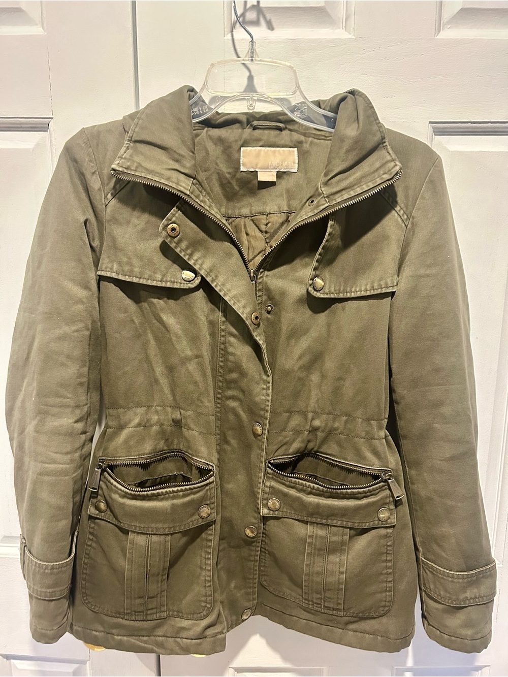 Michael Kors Olive Utility Jacket with Zip Pockets